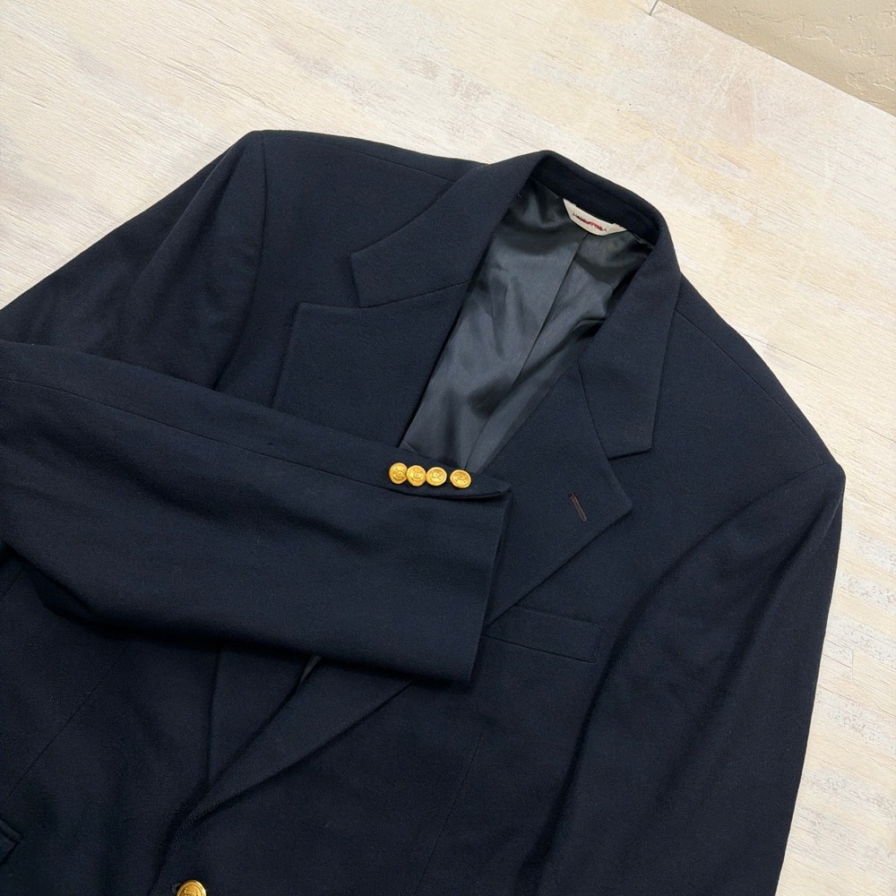 Polo Ralph Lauren Blazer University Club Virgin Wool Gold Buttons Navy Mens 44L
